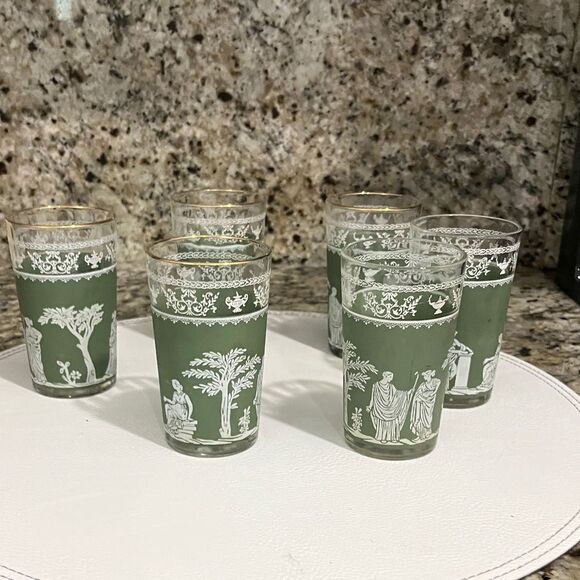 Wedgwood Jeanette MCM 1950’s-60’s Hellenic Grecian (6) Juice glasses Rare set - Picture 7 of 9